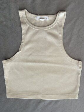 Basin + Range Rib Tank Cropped Racerbank Tank Top in CREAM size M